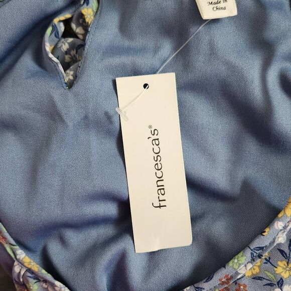 Francesca's Miami Blue Floral Mini Dress NWT Size Medium Wedding Guest Dress - Picture 8 of 11